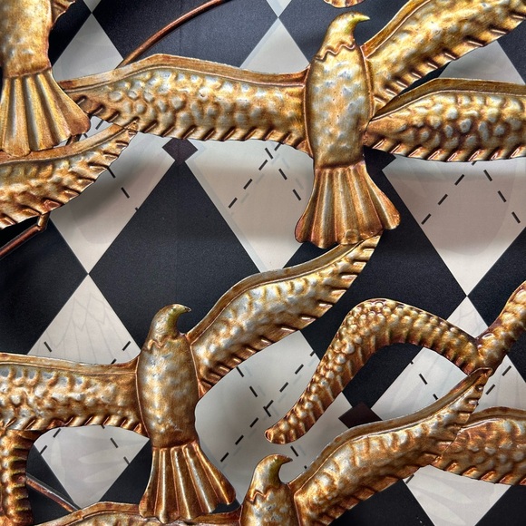 Elegant Metal Wall Sculpture 30" Long – Birds in Flight with Gold & Earthy Tones - Picture 11 of 13
